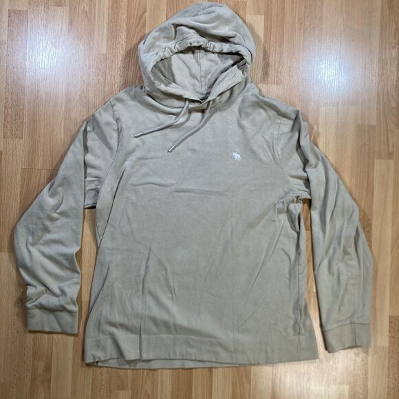 Abercrombie & Fitch Beige Hoodie (Men’s Size L) • Pullover • Sweatshirt • EUC - Picture 1 of 4